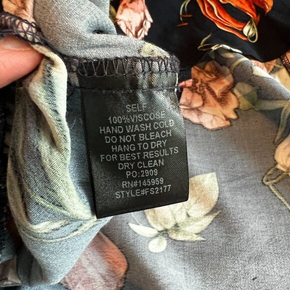 Dark Romance Coastal Feminjne Faux Wrap High Low Floral Skirt MEDIUM Black - Picture 10 of 10